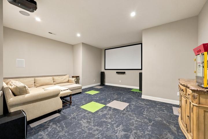 Private home theater with projection screen
